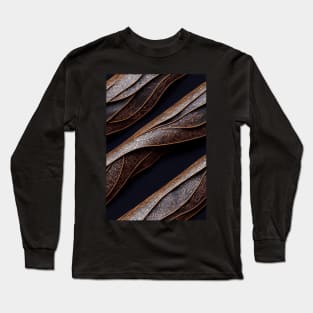 Dark Brown Ornamental Leather Stripes, natural and ecological leather print #38 Long Sleeve T-Shirt